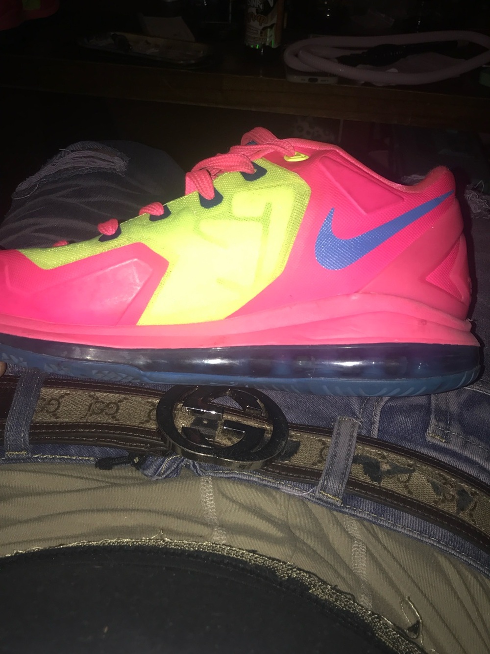 Nike Kids Pink, Neon Yellow & Blue Low-Top Sneakers